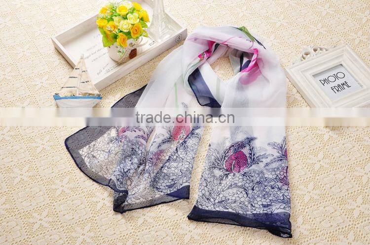 Spring Summer New Women's Georgette Chiffon Flower Printed Scarf Wraps Shawl Stole Soft