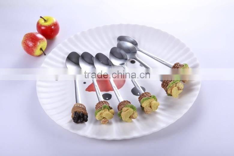 Custom design stainless steel dessert flatware sets with poly handle