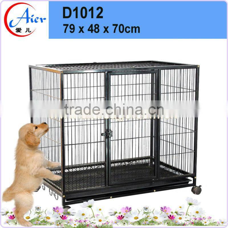 folding wire dog cage with wheel
