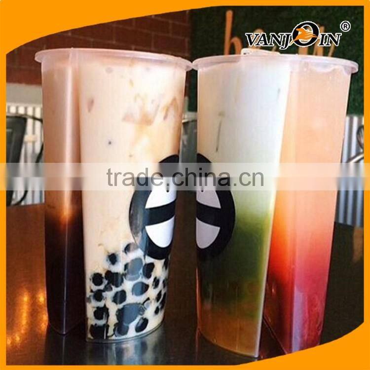 Unique Plastic 3 in 1 Split Cup with Lid 700ml 1000ml for Iced /Hot Coffee Boba Milk Tea Smoothies