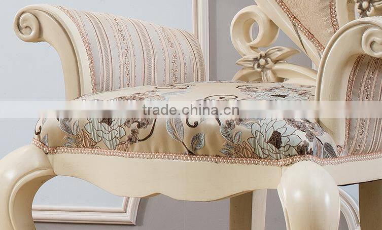 New design solid wood flower hand carving living room fabric leisure armchair
