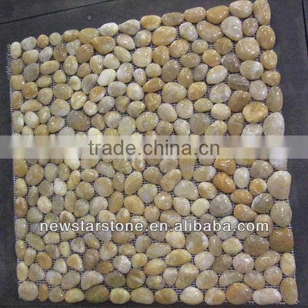 Natural river rock pebble mosaic