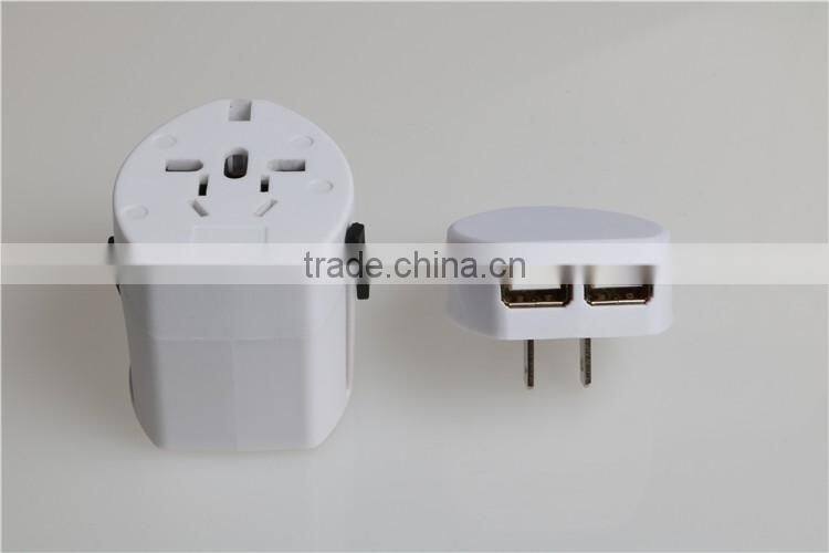Hot selling dual USB universal adapter set with 100mA output travel adapter set with UK/EU/AU/US plug for mobile phone