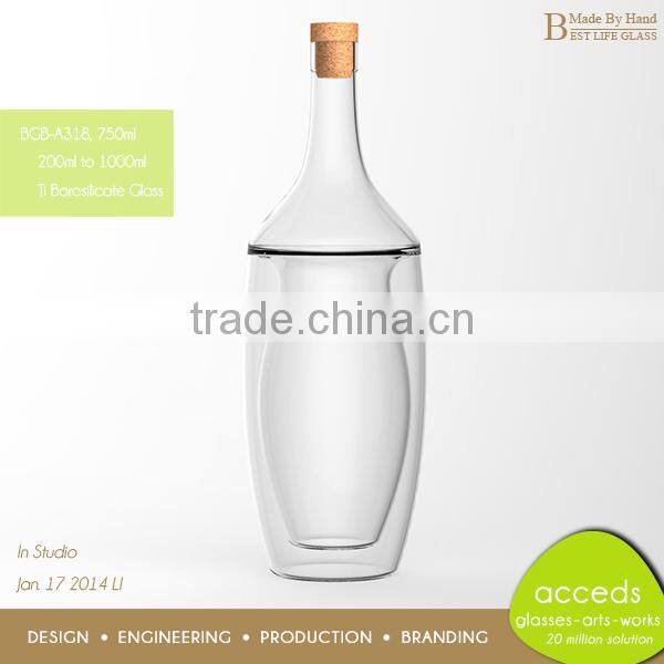 Pyrex Glass Novelty Custom Handmade Empty Vodka Bottle