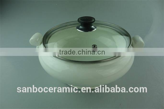 Cheap magnesian ivory white porcelain soup tureen with glass lid