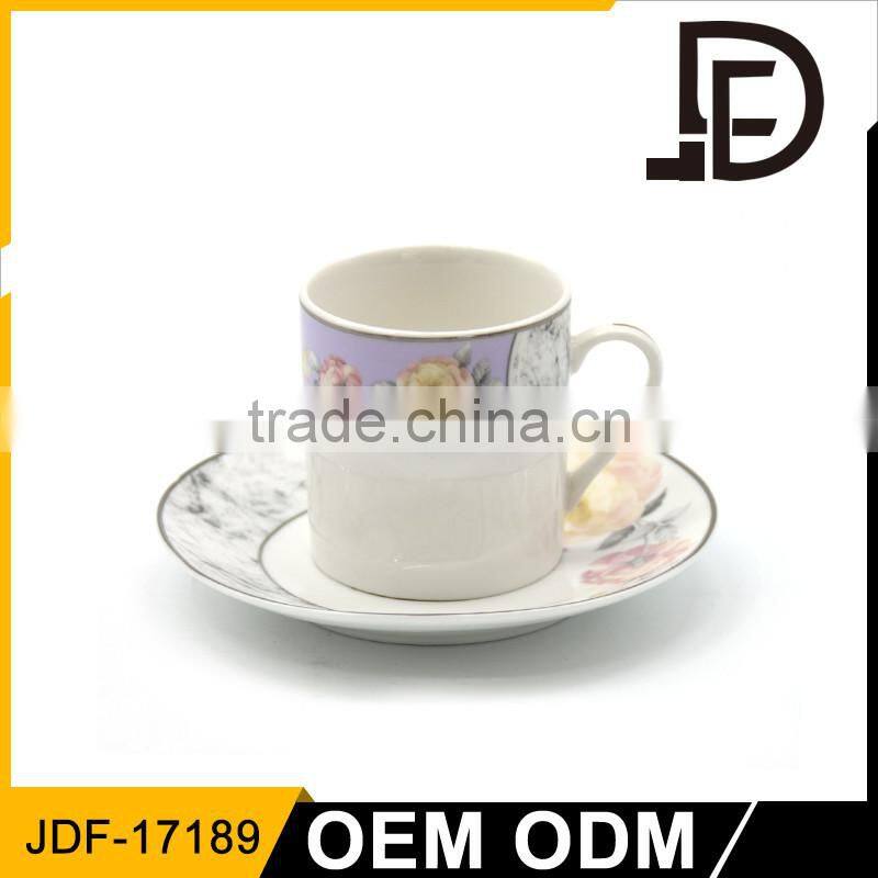 Best quality Hot sales ceramic cheap small square tea coffee cup and saucer set