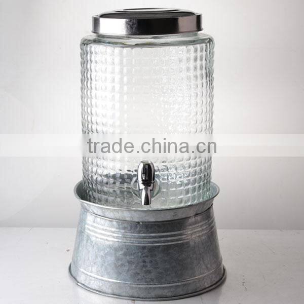 333OZ glass drink dispenser , Glass yard dispenser with ice bucket