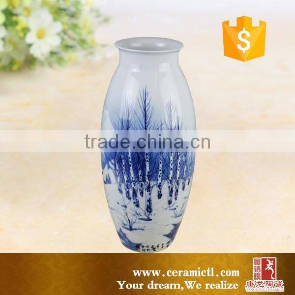 Wholesale blue and white porcelain ceramic flower vase for home cecor