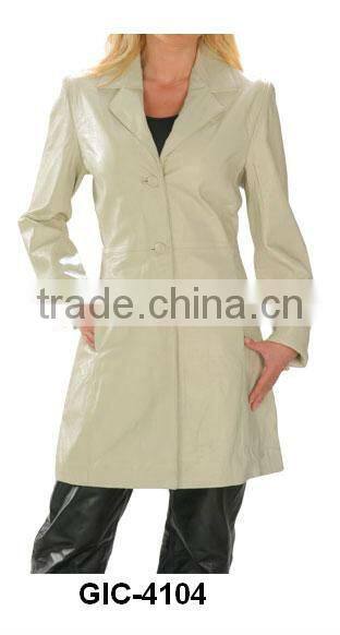 ladies long leather coats