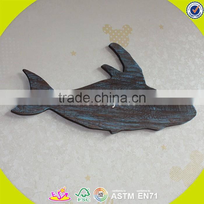 2017 New design wooden wall decoration ideas wholesale cheap whale shape wooden wall decoration ideas W09D018