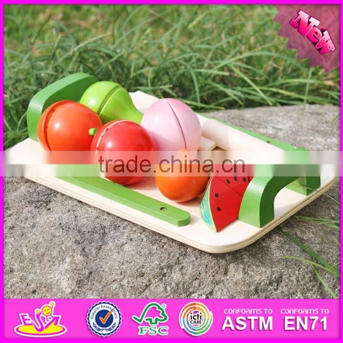2016 new design children pretend play wooden fruit cutting game W10B177