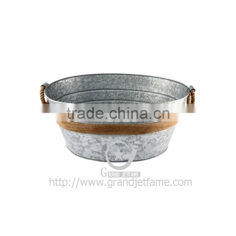 Galvanized Tub with Wood Handles