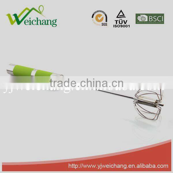WCW033 Stainless Steel Rotary Egg Whisk, Egg beater,Stainless Steel Wire Manual Whisk Rotary Egg Beater Hand Mixer Kitchen Gadge