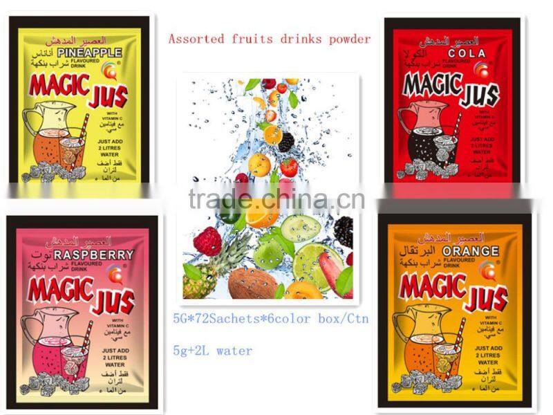 5g in sachet packing instant fruit drink powder