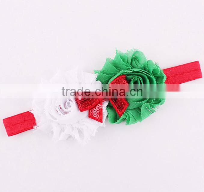 Christmas Shabby flower Baby Toddler Infant Flower Headband Hair Bow Band Accessories
