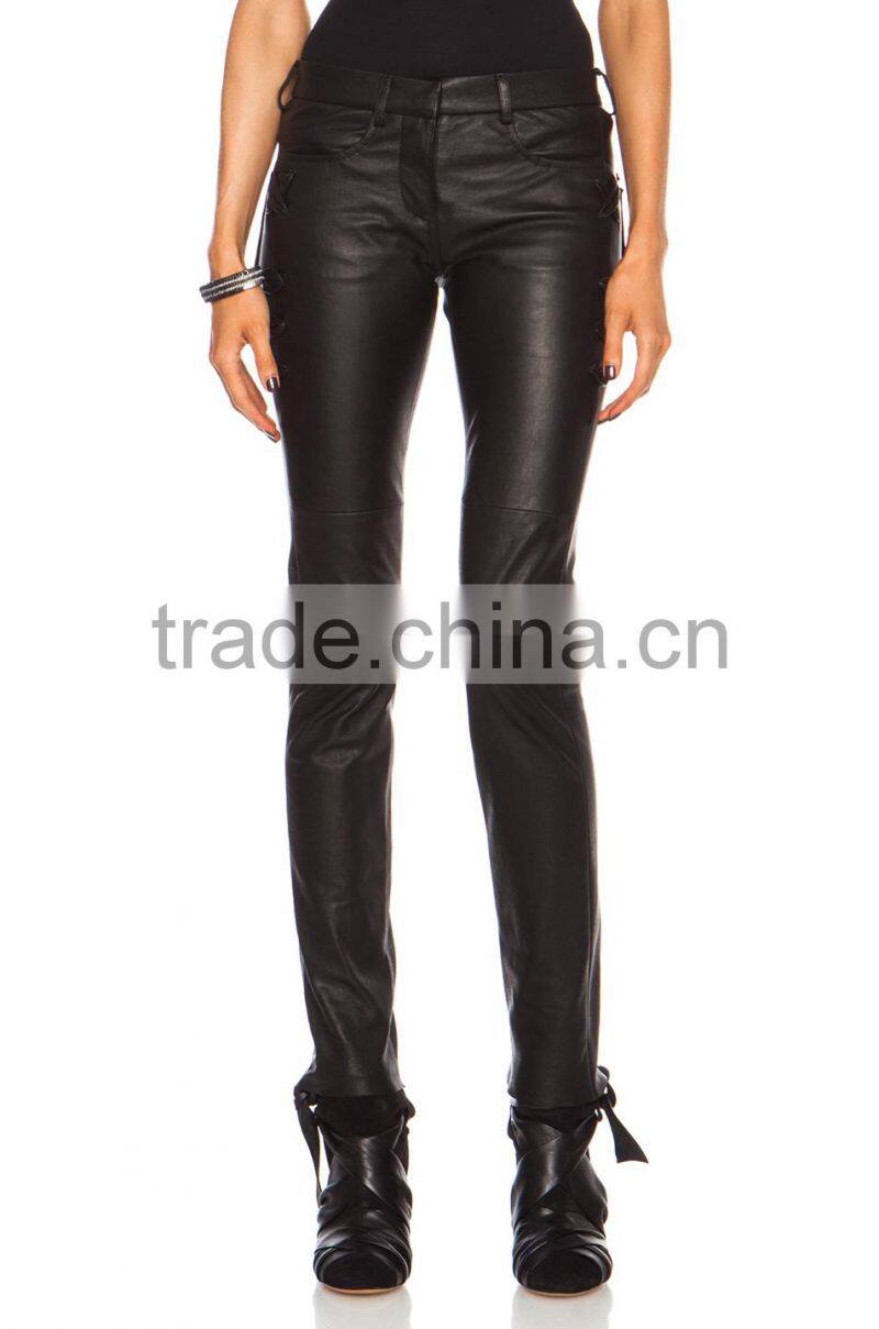 New Womens Sexy Black Tight Skinny Leather Pant Lambskin 4 6 8 10 12 14 16
