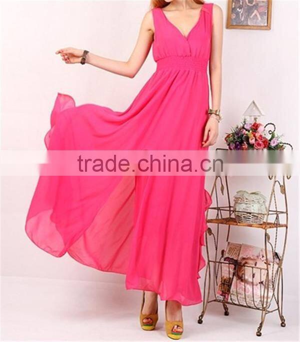 Plain color V-neck chiffon dress designer thai chiffon evening dress chiffon dress