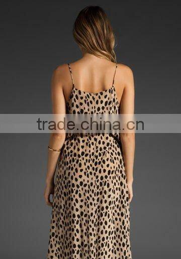 12DR014 2012 summer maxi sexi ladies V-Neck dresses with With Black Dots