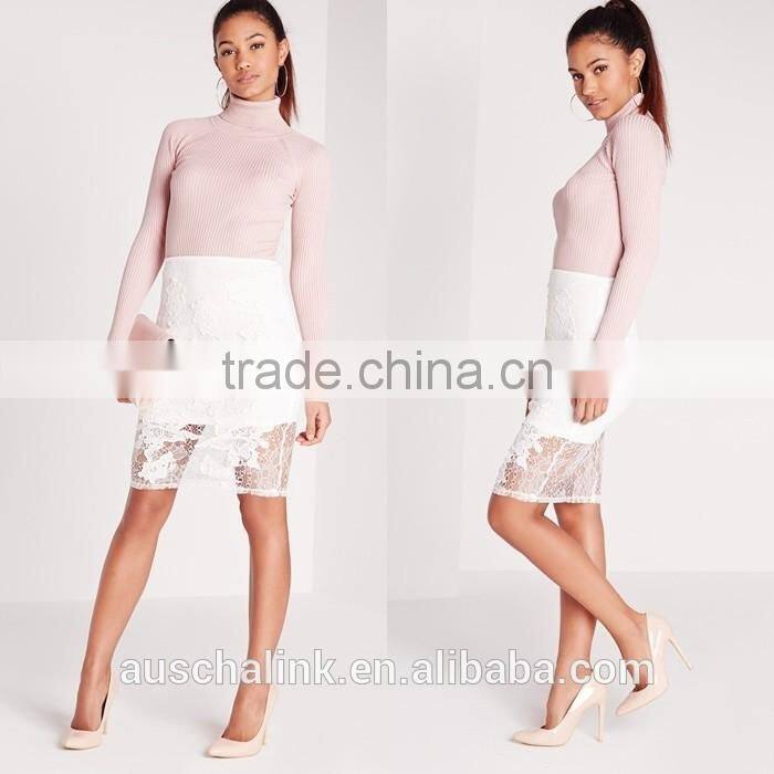 new style white lace floral midi skirt wholesale OEM service