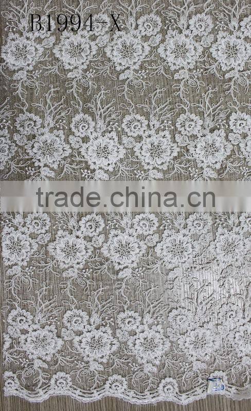 2017 hot style french lace applique fabric With Professional Technical Support