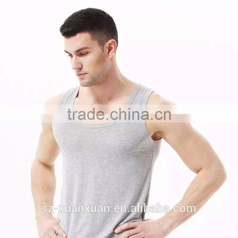 Cheap cotton black/white men U-neck runnning vest China manufacture