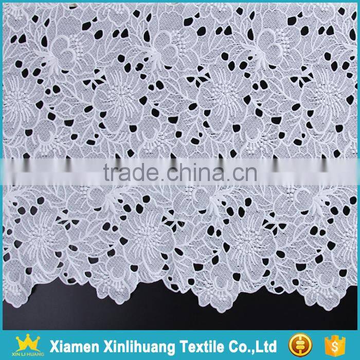 New Product Hollow Out Water Soluble 100 Polyester White Guipure Lace Fabric