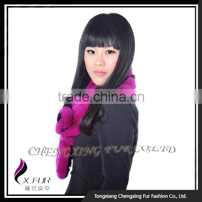 CX-S-165B 2016 New High Quality Stock Scarf Rose Rex Rabbit Fur Scarf Women