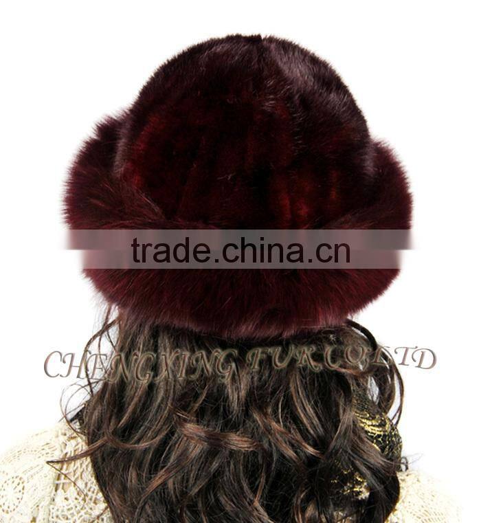 CX-C-156D Hot Selling New Products Fashion Real Mink Fur Hat With Fox Trim