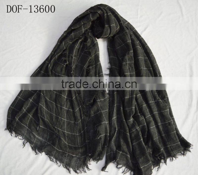 Fashion hot popular ladies mens 100%viscose tartan checked plaid scarf for Fall winter