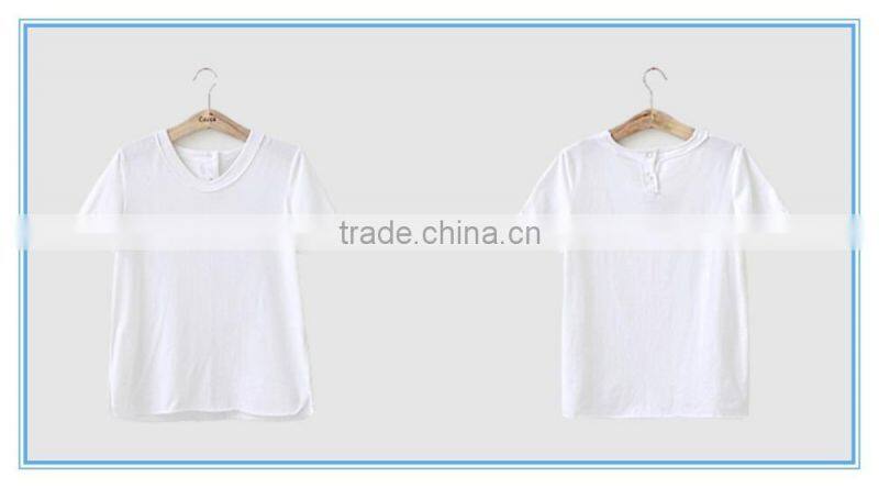 Casual Short Sleeve Viscose Spandex White Plain Design T Shirt For Women