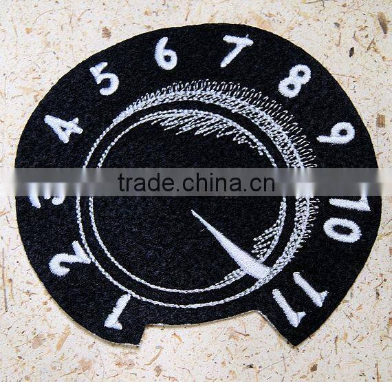 Custom high quality embroidered Personality clock patch for clothes embroidery patch made in china choose size/color