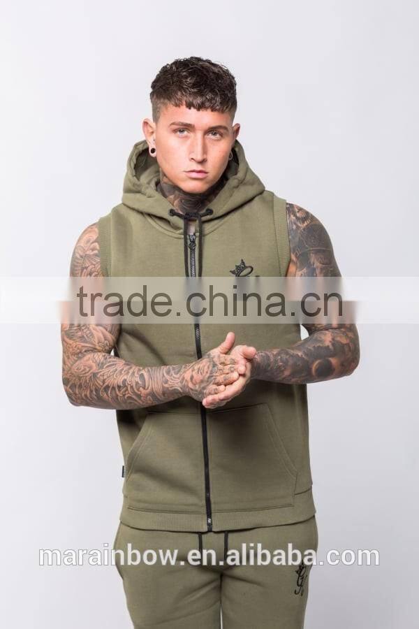 tech fleece custom sleeveless hoodie for men hot sale plain tracksuit top full face zip hoodie oem gym hoodie wholesale