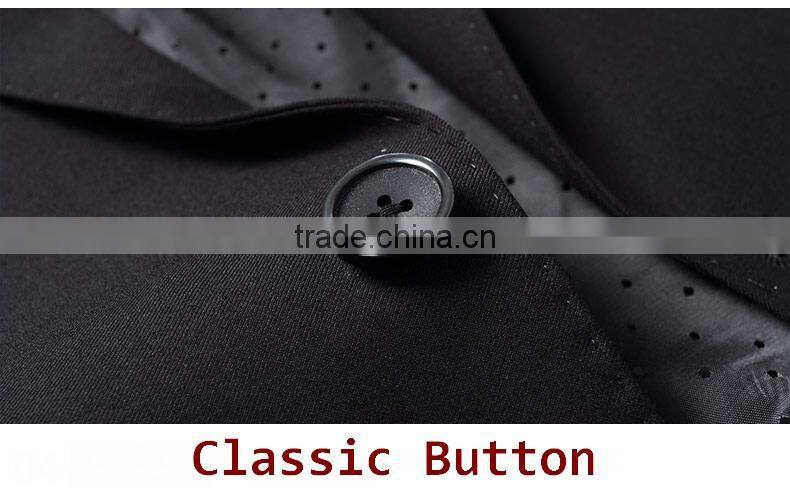 China Supplier Men Slim Fit Classic 2-Button Black Formal Coat Pant Suit