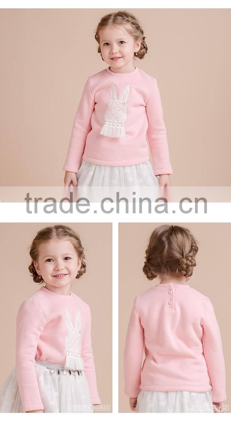 Winter Girls Pullover T Shirt Kids Long Sleeve Clothes With Rabbit Pattern Designs For Girl