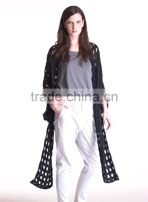 OEM supplier fashion alpaca shawl scarf open wave knitted ladies cape