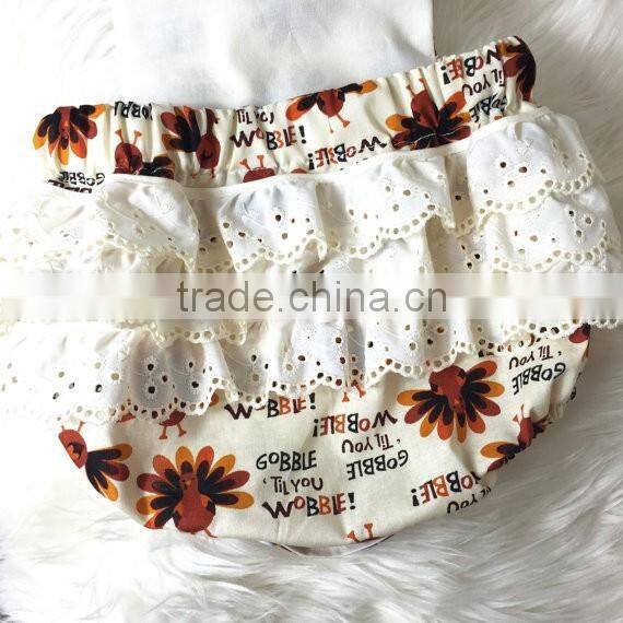 Baby Girl Thanksgiving Clothing Turkey Ruffle Romper Toddlers Fancy Lace Boho Vintage Romper