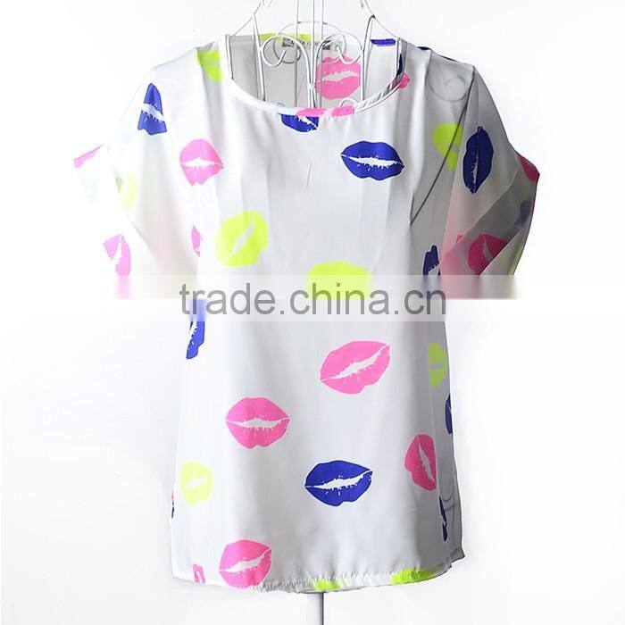2016 Summer Fashion Women's Loose Chiffon Tops Batwing Short Sleeve T Shirt Casual Blouse
