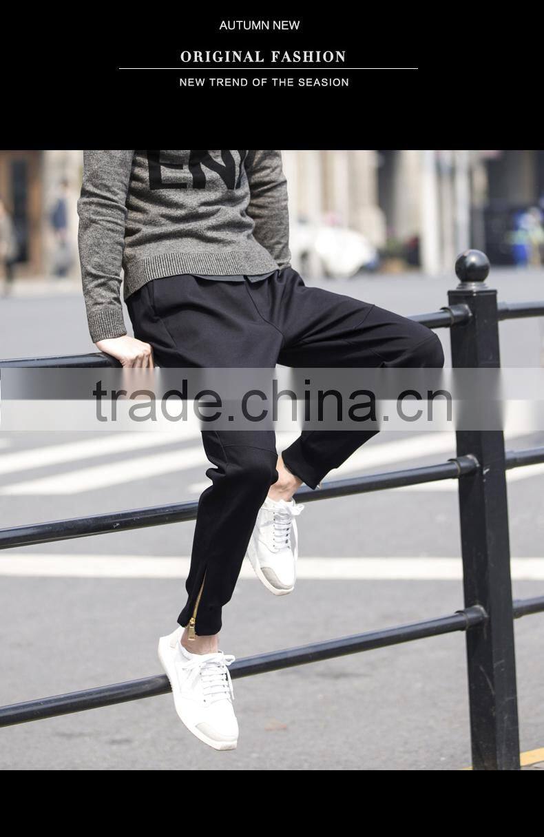 2017 100% cotton swea jogger pants plain printing autumn winter sport pants men