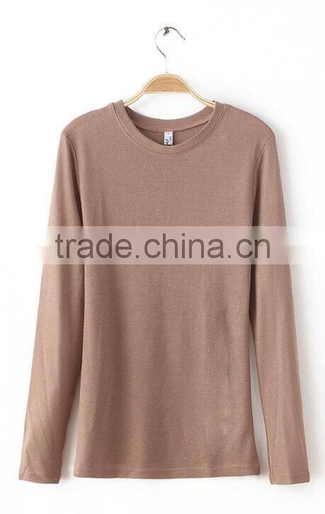 Runwaylover EY2227B Basic women long sleeve V neck T shirt with open thumb hole