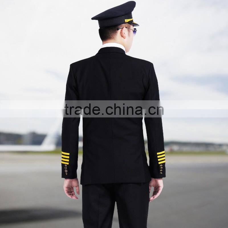 Juqian OEM Tailor made Good looking Mens airline pilot uniform pilot military uniform