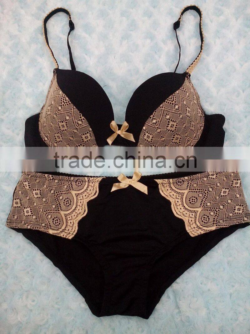 lace mesh on full cup bra and brief sets special techniced straps new sanhui Underwear OEM service