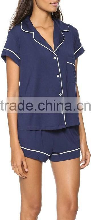 New arrival fashion contrast pajama set wholesale adult women pajamas