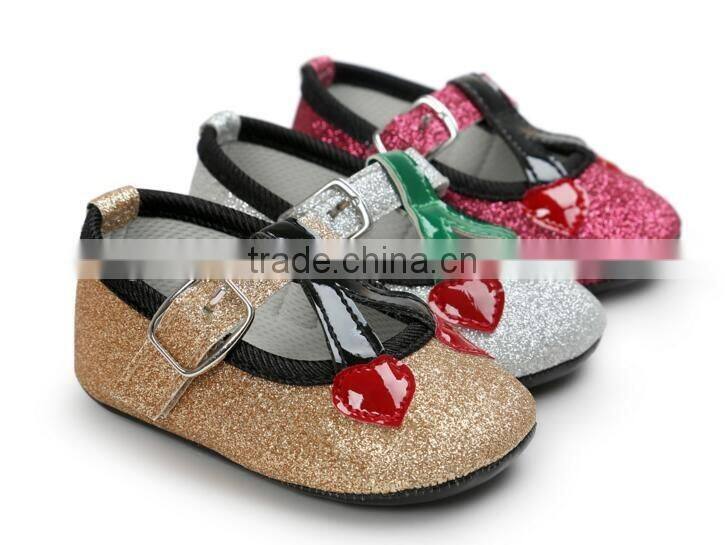 cherry design PU baby shoes, cherry baby girl shoes