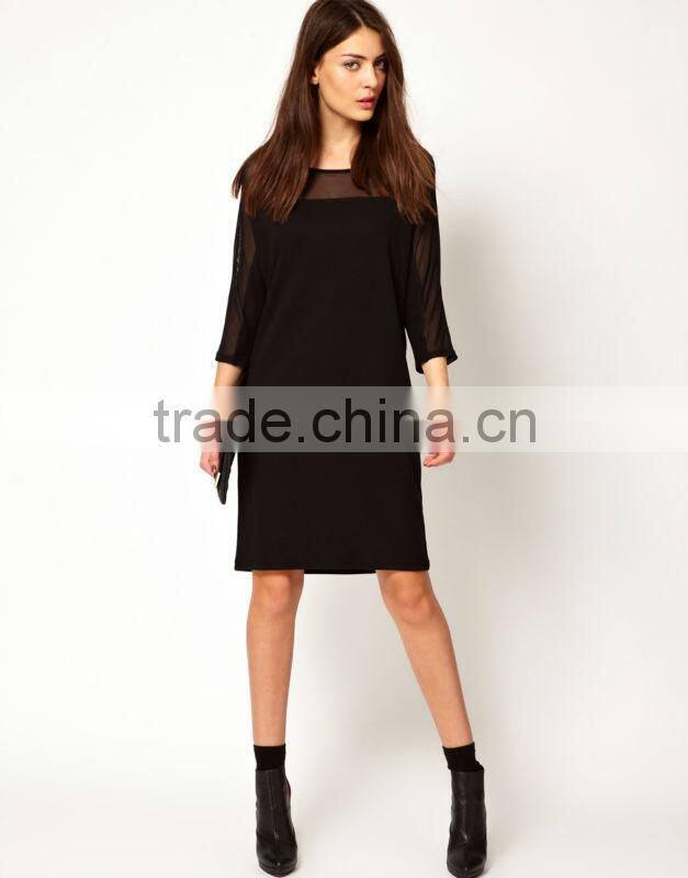 Sheer Panel Jersey Dress