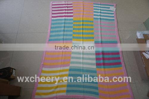 super soft cotton/polyester acrylic knitted baby blanket