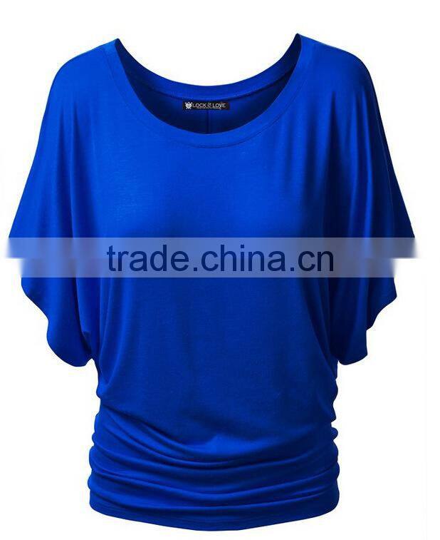 women shirt summer short batwing sleeve solid female tops S6310012