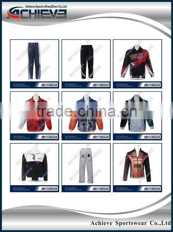 Wholesale mens slub interlock zip pocket stretch tracksuit