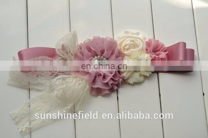 Wedding Sash Belt Maternity Sash Chiffon Flower Sash QB5A9