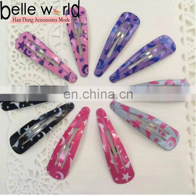Classic style stars printed metal hair snap clip
