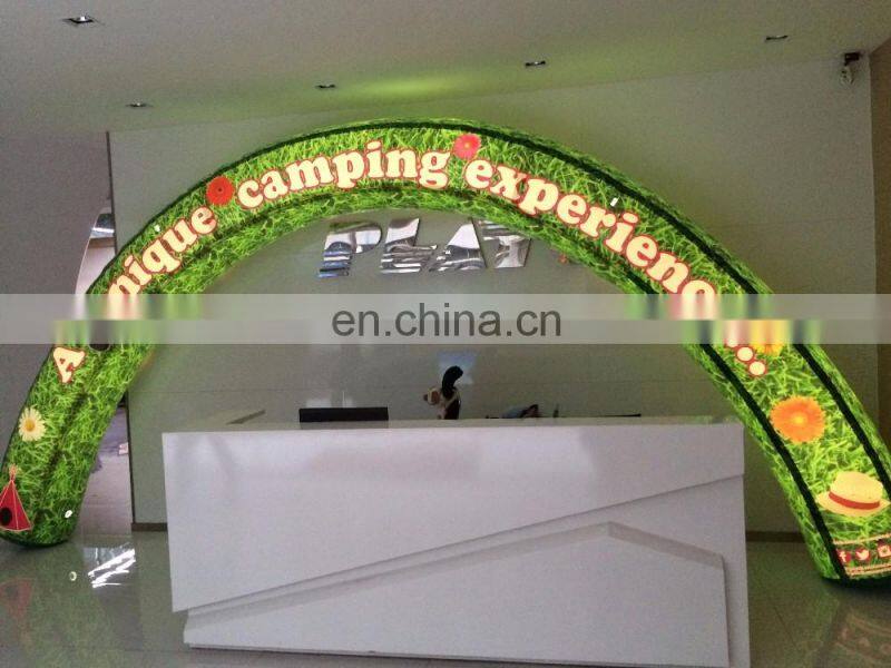 Custom printed green lighted inflatable circle arch gate for sale